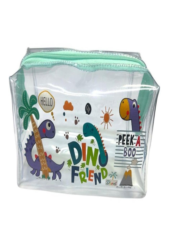 حقيبة جيادا الشفافة متعددة الأغراض مزودة بسحاب للأدوات المكتبية | ديناصور